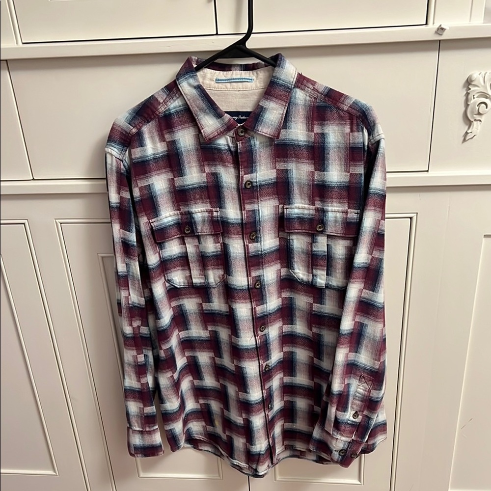 Tommy Bahama Red and Blue Casual Button Down Shirt